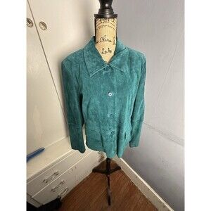 Vintage Women's Size 16 Green Leather Jacket Irvine Park